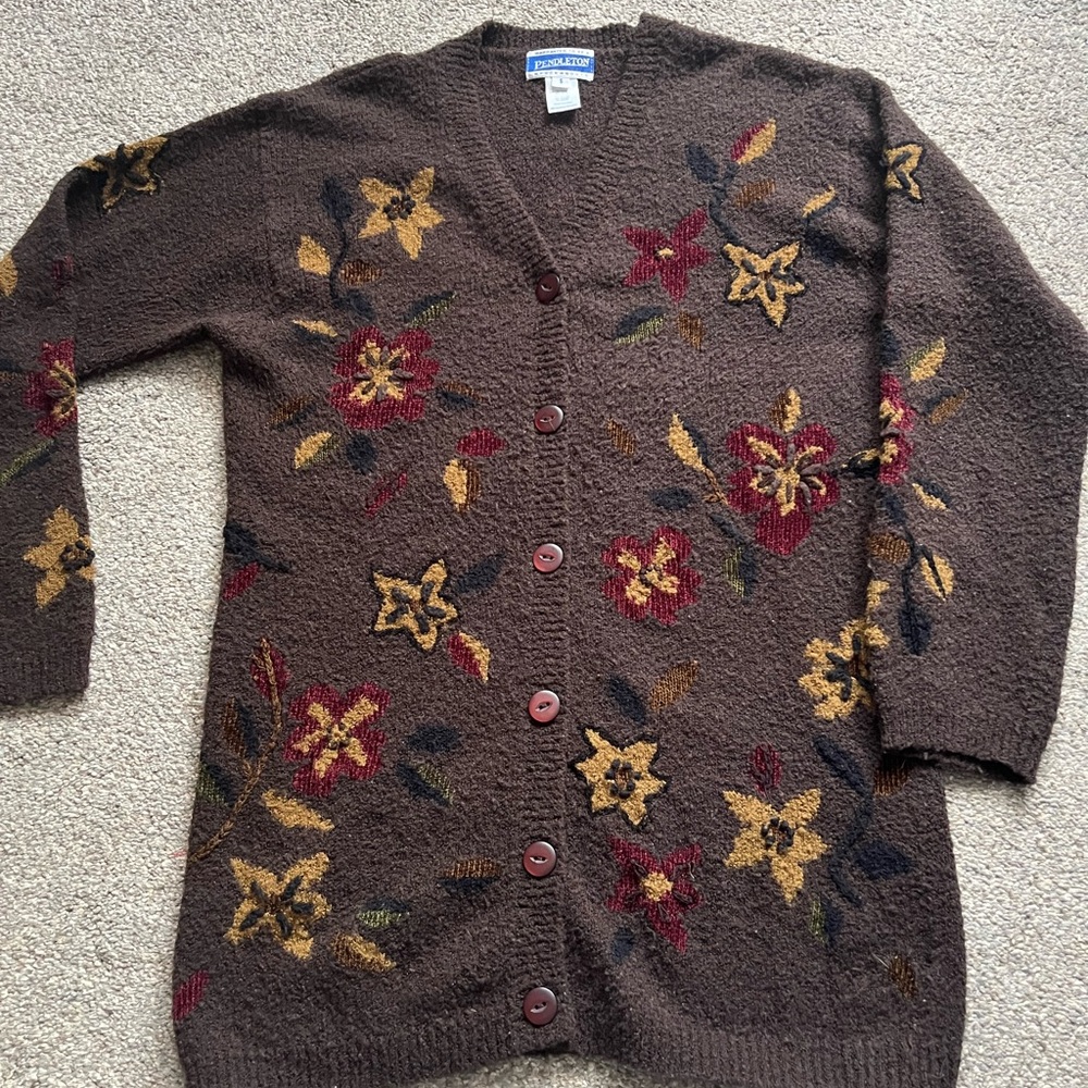 Vintage Pendleton Brown Floral Cardigan (S)
